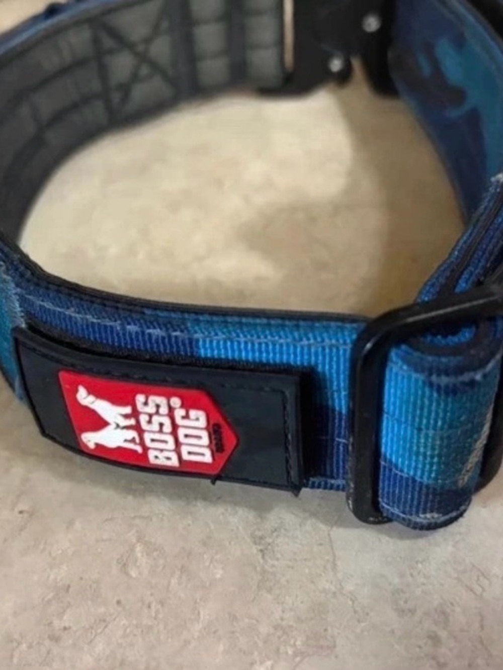 Boss Dog Blue Nylon Collar with Black Hardware